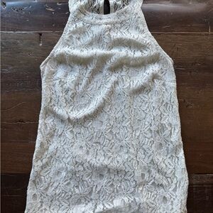Lace Halter Mini Dress in Ivory